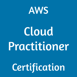 Image with text 'AWS Cloud Practitioner Certification' on a blue background.