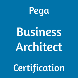 Image with text 'Pega Business Architect Certification' on a blue background.