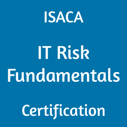 ISACA IT Risk Fundamentals Certification logo, displaying white text on a blue background, featuring the words for ISACA IT Risk Fundamentals Exam 'ISACA IT Risk Fundamentals Certification' centered in a simple, clear font.