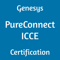 Image with text 'Genesys PureConnect ICCE Certification' on a blue background.
