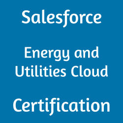 Image with text 'Salesforce Energy and Utilities Cloud Certification' on a blue background.