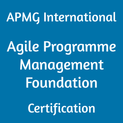 Image with text 'APMG International Agile Programme Management Foundation Certification' on a blue background.