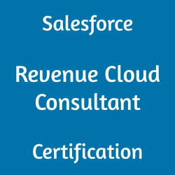 Image with text 'Salesforce Revenue Cloud Consultant Certification' on a blue background.
