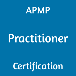 Image with text 'APMP Practitioner Certification' on a blue background.