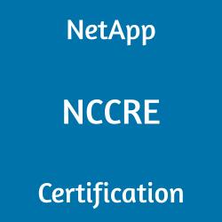 NetApp NCCRE Certification logo with white text on a blue background.