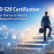 Promotional banner showing a confident IT professional in a suit climbing glowing digital steps toward a bright future, with the text “NS0-528 Certification: Your Shortcut to Industry Recognition and Success,” surrounded by cloud, network, and security icons on a soft blue gradient background.