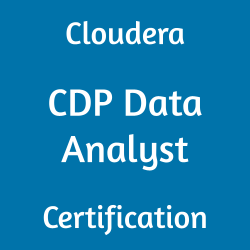 Cloudera CDP Data Analyst Certification text on a blue background design
