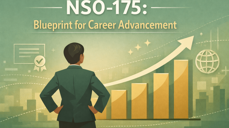 An illustration of a professional standing before an ascending career graph, symbolizing the growth and recognition gained through the NetApp NS0-175 certification in IT infrastructure design.