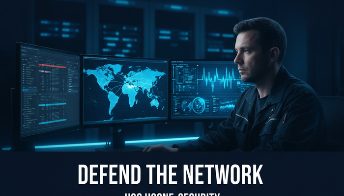 Network security engineer monitoring threats while preparing for the H3C GB0-510 exam