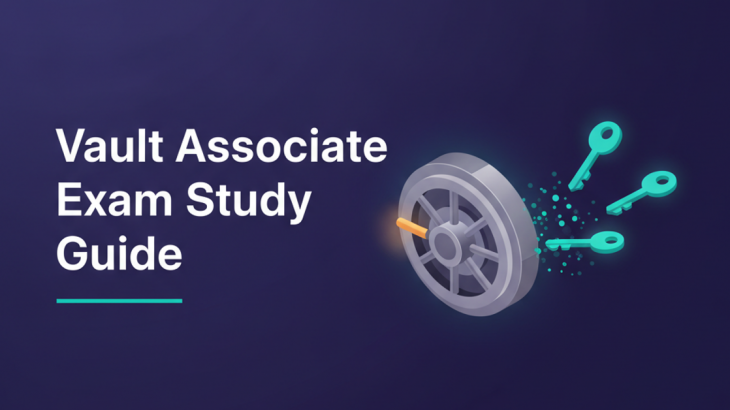 HashiCorp Vault Associate exam study guide with vault door and secure keys