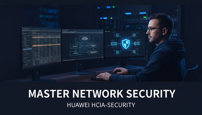 Network engineer configuring firewall policy while preparing for the Huawei H12-711 exam