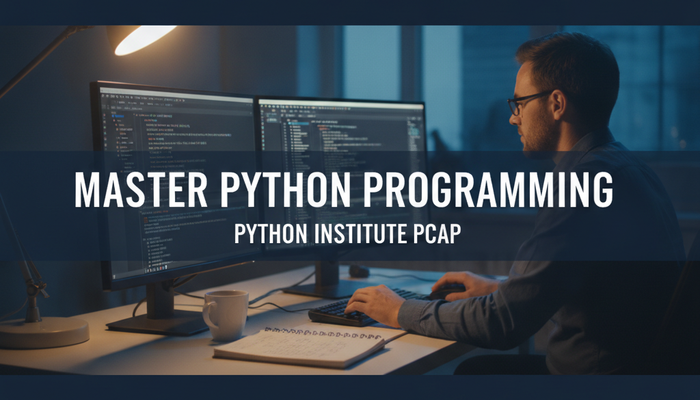 Developer writing Python code while preparing for the Python Institute PCAP-31-03 exam