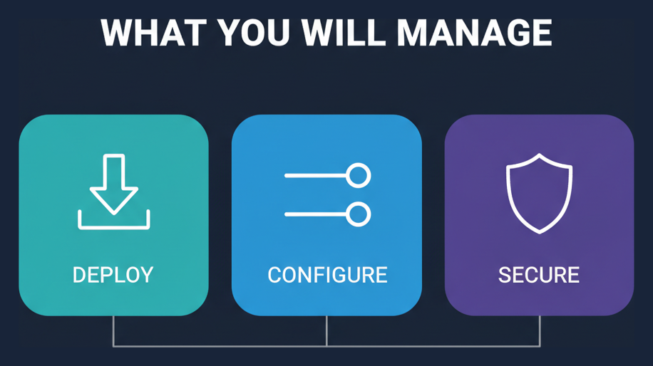 Infographic: what a Qlik Sense administrator manages - deploy, configure, secure
