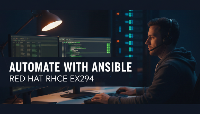Linux engineer writing Ansible playbooks while preparing for the Red Hat EX294 exam