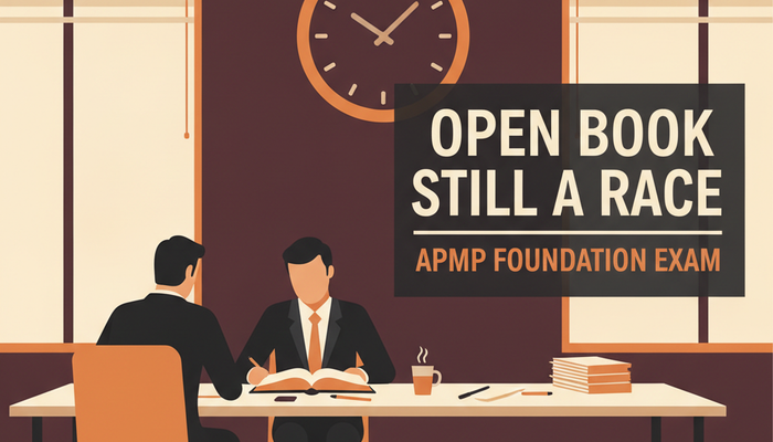 APMP Foundation CF APMP certification exam banner showing a proposal team working against a clock