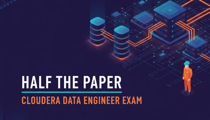 Cloudera CDP-3002 data engineer exam banner showing a Spark data pipeline running across a cluster