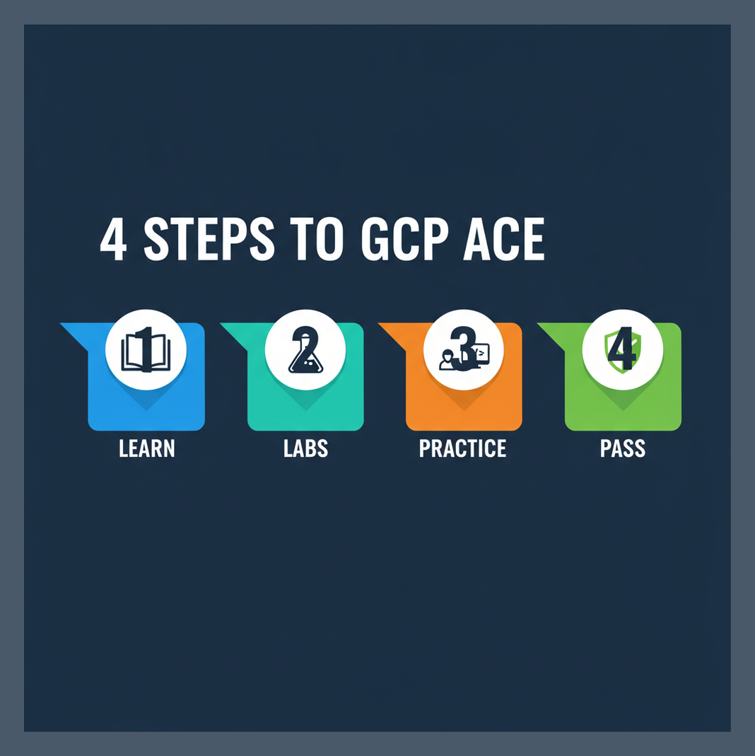 Four steps to GCP ACE: learn, labs, practice, pass