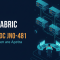 JNCIS-DC certification banner showing a spine and leaf data centre fabric managed from an intent-based automation console