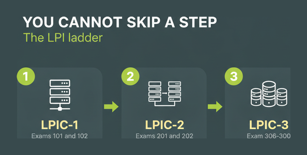 The LPI certification ladder from LPIC-1 through LPIC-2 to LPIC-3 exam 306-300