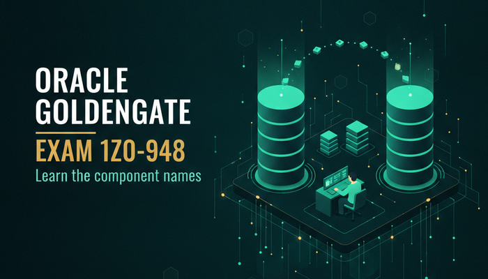 Oracle GoldenGate 26ai certification banner showing data flowing from a source database through trail files to a target database