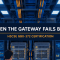 H3CSE-RS+ certification banner showing an engineer checking two redundant gateway routers in a campus network core room at night