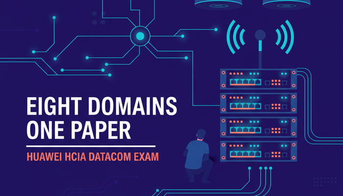 Huawei HCIA-Datacom H12-811 exam guide covering the eight weighted domains