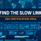 Zscaler ZDX certification banner showing a network operations room where an engineer traces a slow application across wall screens
